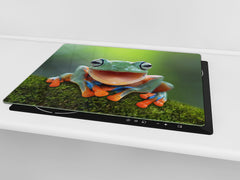 Tempered GLASS Cutting Board 60D01: A smiling frog 2