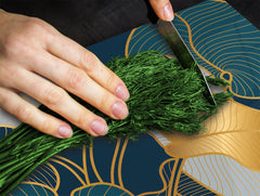 Induction Cooktop Cover Kitchen Board – Impact Resistant Glass Pastry Board – Heat resistant; MEASURES: SINGLE: 60 x 52 cm (23,62” x 20,47”); DOUBLE: 30 x 52 cm (11,81” x 20,47”); D31 Tropical Leaves Series: Art deco wallpaper 2