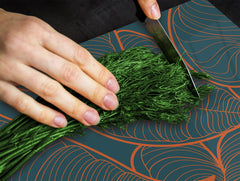 Tempered GLASS Kitchen Board – Impact & Scratch Resistant D27 Vintage leaves and patterns Series: Abstract leaves