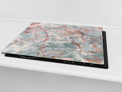 Chopping Board - Induction Cooktop Cover - Glass Cutting Board D22 Marbles 2 Series: Onyx pink veins