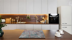 Chopping Board - Induction Cooktop Cover - Glass Cutting Board D22 Marbles 2 Series: Onyx pink veins