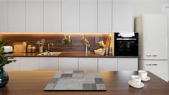 Tempered GLASS Kitchen Board – Impact & Scratch Resistant D27 Vintage leaves and patterns Series: Stone mosaic background