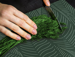 Tempered GLASS Kitchen Board – Impact & Scratch Resistant D27 Vintage leaves and patterns Series: Abstract banana leaves