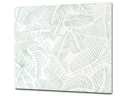 Tempered GLASS Kitchen Board – Impact & Scratch Resistant D27 Vintage leaves and patterns Series: Abstract leave background