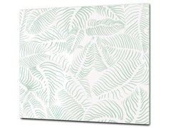 Tempered GLASS Kitchen Board – Impact & Scratch Resistant D27 Vintage leaves and patterns Series: Abstract leave background