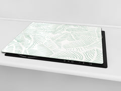 Tempered GLASS Kitchen Board – Impact & Scratch Resistant D27 Vintage leaves and patterns Series: Abstract leave background