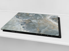 CUTTING BOARD and Cooktop Cover - Impact & Shatter Resistant Glass D21 Marbles 1 Series: Italian grunge stone