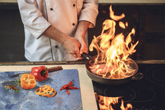 CUTTING BOARD and Cooktop Cover - Impact & Shatter Resistant Glass D21 Marbles 1 Series: Marble dotted surface