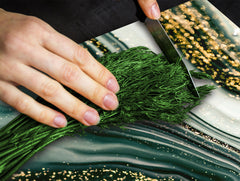 Chopping Board - Worktop saver and Pastry Board - Glass Cutting Board D23 Colourful abstractions: Mesmerising golden powder