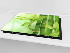 Tempered GLASS Kitchen Board – Impact & Scratch Resistant; D08 Nature Series: Bamboo shoots