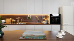 Induction Cooktop Cover –Shatter Resistant Glass Kitchen Board – Hob cover; MEASURES: SINGLE: 60 x 52 cm (23,62” x 20,47”); DOUBLE: 30 x 52 cm (11,81” x 20,47”); D32 Paintings Series: Delicate landscape