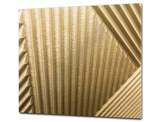 Tempered GLASS Cutting Board – Worktop saver and Pastry Board –- Glass Kitchen Board; MEASURES: SINGLE: 60 x 52 cm (23,62” x 20,47”); DOUBLE: 30 x 52 cm (11,81” x 20,47”); D28 Golden Waves Series: Golden art deco