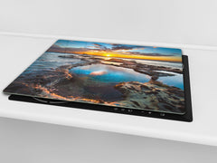 Tempered GLASS Kitchen Board – Impact & Scratch Resistant; D08 Nature Series: Marine coast 10