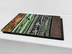 TEMPERED GLASS CHOPPING BOARD – Glass Cutting Board and Worktop Saver D26 Textures and tiles 2 Series: Rustic colourful wood