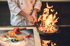 Chopping Board Set - Induction Cooktop Cover – Glass Cutting Board; MEASURES: SINGLE: 60 x 52 cm (23,62” x 20,47”); DOUBLE: 30 x 52 cm (11,81” x 20,47”); D33 Abstract Graphics Series: Eye in midst of galaxy