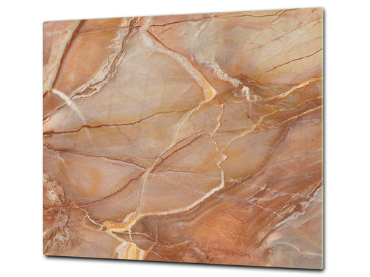 Chopping Board - Induction Cooktop Cover - Glass Cutting Board D22 Marbles 2 Series: Brown marble pattern