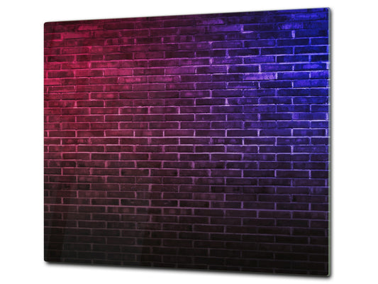 KITCHEN BOARD & Induction Cooktop Cover – Glass Pastry Board D25 Textures and tiles 1 Series: Blue and pink neon wall