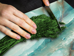 CUTTING BOARD and Cooktop Cover - Impact & Shatter Resistant Glass D21 Marbles 1 Series: Cold blue onyx