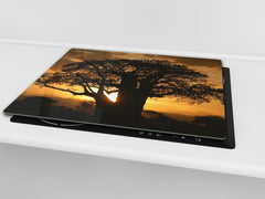 Tempered GLASS Kitchen Board – Impact & Scratch Resistant; D08 Nature Series: Tree 4