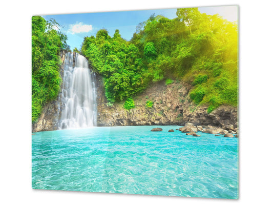 Tempered GLASS Kitchen Board – Impact & Scratch Resistant; D08 Nature Series: Waterfall 5
