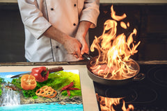 Planche à découper en verre trempé ; D08 Série Nature: Cascade 5