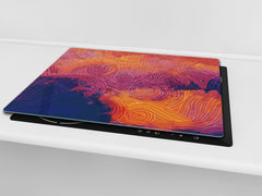 Induction Cooktop Cover –Shatter Resistant Glass Kitchen Board – Hob cover; MEASURES: SINGLE: 60 x 52 cm (23,62” x 20,47”); DOUBLE: 30 x 52 cm (11,81” x 20,47”); D32 Paintings Series: Impressionist sky 1