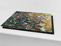 UNIQUE Tempered GLASS Kitchen Board 60D05A: Abstraction on canvas