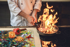 UNIQUE Tempered GLASS Kitchen Board 60D05A: Abstraction on canvas