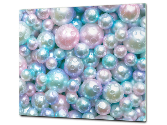 UNIQUE Tempered GLASS Kitchen Board –Scratch Resistant Glass Cutting Board –Glass Countertop MEASURES: SINGLE: 60 x 52 cm (23,62” x 20,47”); DOUBLE: 30 x 52 cm (11,81” x 20,47”); D29 Colourful Variety Series: Shiny pearls 2