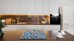 UNIQUE Tempered GLASS Kitchen Board –Scratch Resistant Glass Cutting Board –Glass Countertop MEASURES: SINGLE: 60 x 52 cm (23,62” x 20,47”); DOUBLE: 30 x 52 cm (11,81” x 20,47”); D29 Colourful Variety Series: Shiny pearls 2