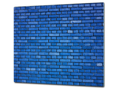 KITCHEN BOARD & Induction Cooktop Cover – Glass Pastry Board D25 Textures and tiles 1 Series: Blue brick background
