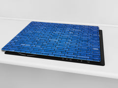 KITCHEN BOARD & Induction Cooktop Cover – Glass Pastry Board D25 Textures and tiles 1 Series: Blue brick background