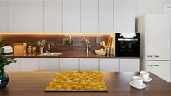 UNIQUE Tempered GLASS Kitchen Board –Scratch Resistant Glass Cutting Board –Glass Countertop MEASURES: SINGLE: 60 x 52 cm (23,62” x 20,47”); DOUBLE: 30 x 52 cm (11,81” x 20,47”); D29 Colourful Variety Series: Shiny yellow surface