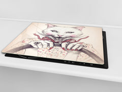 Tempered GLASS Cutting Board – Worktop saver D15 Drawings Series: Cat