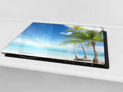 Tempered GLASS Kitchen Board – Impact & Scratch Resistant; D08 Nature Series: Marine coast 8