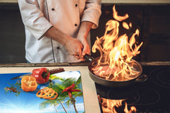 Tempered GLASS Kitchen Board – Impact & Scratch Resistant; D08 Nature Series: Marine coast 8