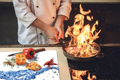 CUTTING BOARD and Cooktop Cover - Impact & Shatter Resistant Glass D02 Water Series: Water 14