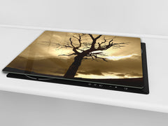 Tempered GLASS Kitchen Board – Impact & Scratch Resistant; D08 Nature Series: Tree 1