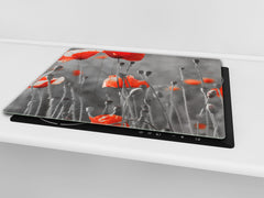 Glass Cutting Board and Worktop Saver D06 Flowers Series: Poppies 1
