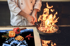 CUTTING BOARD and Cooktop Cover - Impact & Shatter Resistant Glass D02 Water Series: Ice