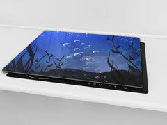 Tempered GLASS Cutting Board – Worktop saver D15 Drawings Series: Water 3