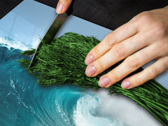 CUTTING BOARD and Cooktop Cover - Impact & Shatter Resistant Glass D02 Water Series: Water 22