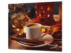 Glass Kitchen Board 60D07: Coffee with cinnamon