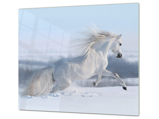 Schneidebrett aus gehärtetem Glas 60D01: Weißes Pferd