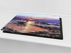 UNIQUE Tempered GLASS Kitchen Board 60D05A: Fisherman's haven