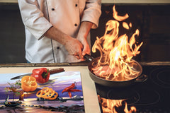 UNIQUE Tempered GLASS Kitchen Board 60D05A: Fisherman's haven