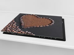 Glass Kitchen Board 60D07: Heart from coffee