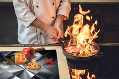 Tagliere in VETRO temperato – Proteggi-piano di lavoro e spianatoia); D01 Serie Astratta Trama 52