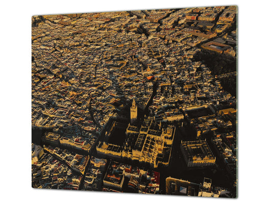 Glass Cutting Board and Worktop Saver 60D12: The city from a bird's eye view