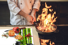 Tempered GLASS Kitchen Board – Impact & Scratch Resistant; D08 Nature Series: Bamboo zen stones